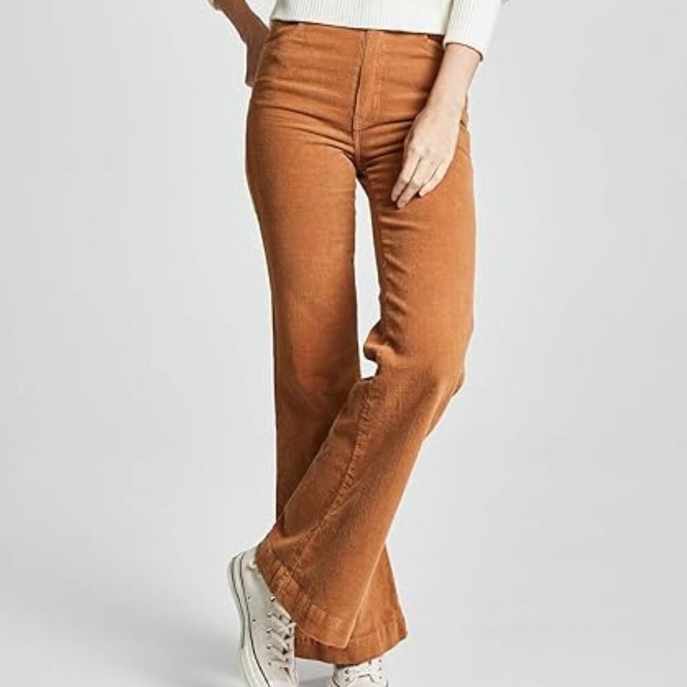 Rolla's Tan Corduroy Eastcoast Flare High Rise Jeans Size 28 Waist